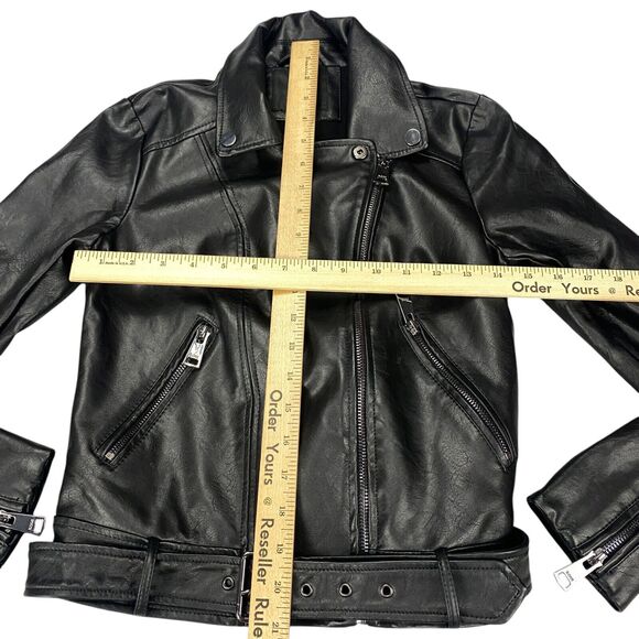 Elodie Nordstrom Womens Size XS Moto Jacket Black Faux Leather - Picture 6 of 16